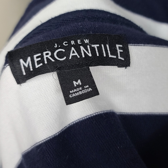 J. Crew Mercantile Blue White Cotton Jersey Half Zip Pullover Sweater M - Picture 6 of 7